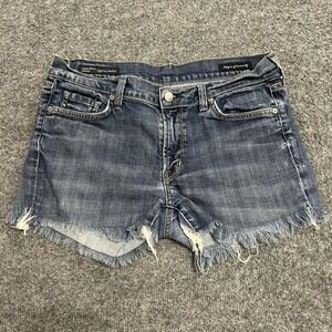 Citizens of Humanity Shorts Womens Size 30 Blue Denim Raw Hem Cut Off USA Made